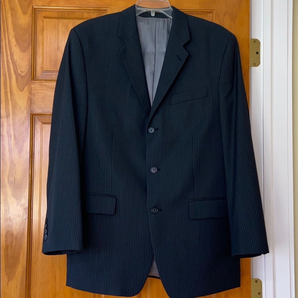 Calvin Klein Dark Blue Striped Suit Jacket 40R - Picture 5 of 11